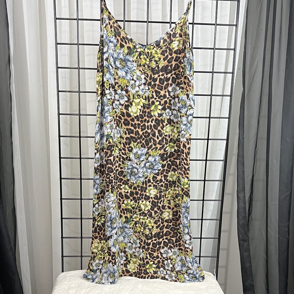 White House Black Market Floral Leopard Slip Dress - Picture 9 of 9